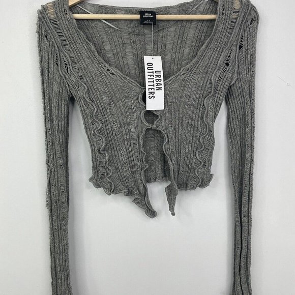 Urban Outfitters Knit Top Size Small Grey Cropped BNWT - Picture 2 of 6